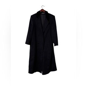 Vintage Alorna Black Velvet Wool Trench Coat- Fits like Large/XL USA